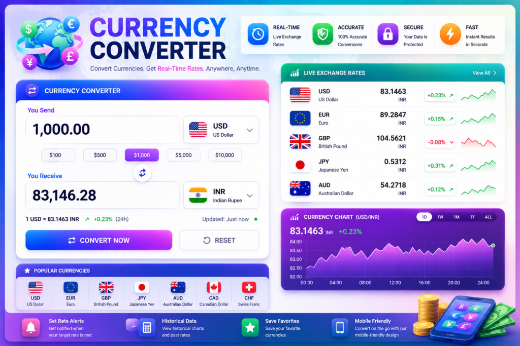 currency converter with live exchange rates usd eur gbp aed sar inr conversion calculator