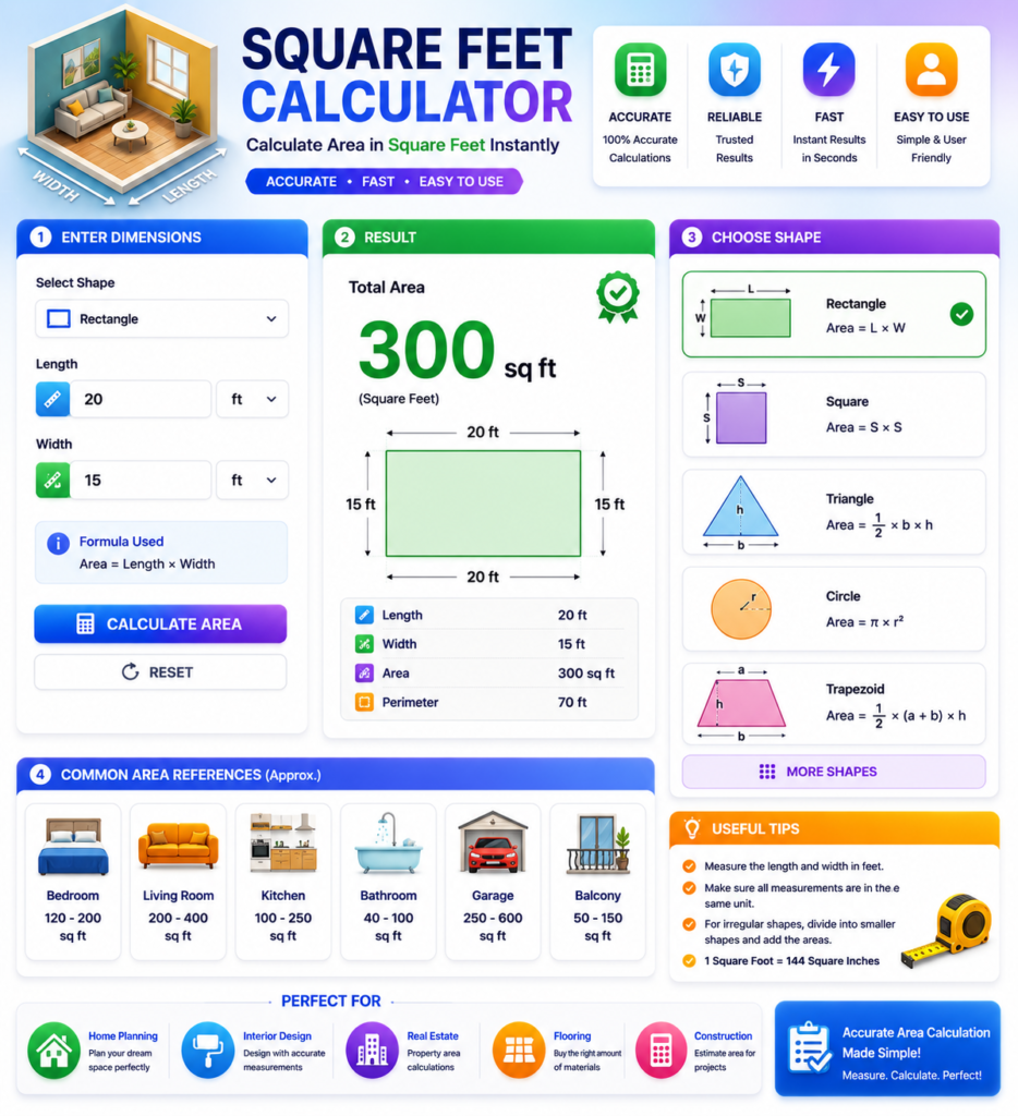 Square Feet Calculator India 2026 for Area Measurement and Construction Cost