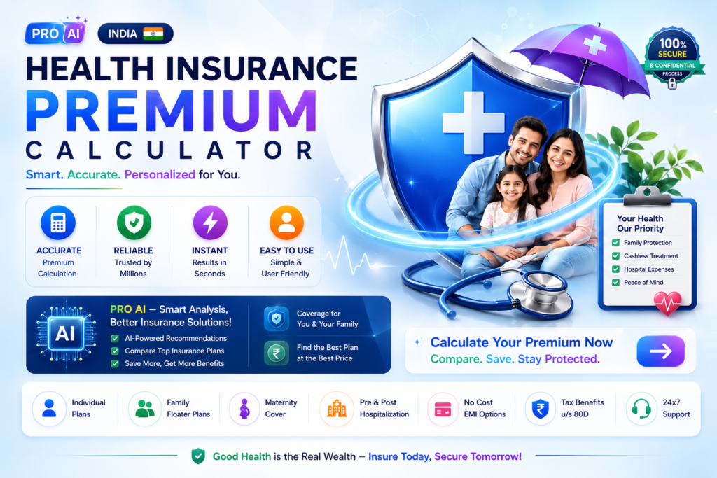 Health Insurance Premium Calculator India 2026 for Family and Individual Health Insurance Cost Estimation